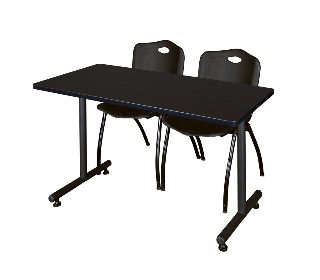 Mahogany Training Table and 2 Stack Chairs X598