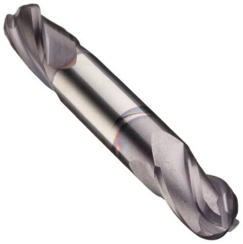 3/8x22 Diam, 9/16x22 LOC, 4 Flute Solid Carbide Ball End Mill, TiAlN Finish, Double End, 2-1/2x22 OAL, 3/8x22 Sh V864