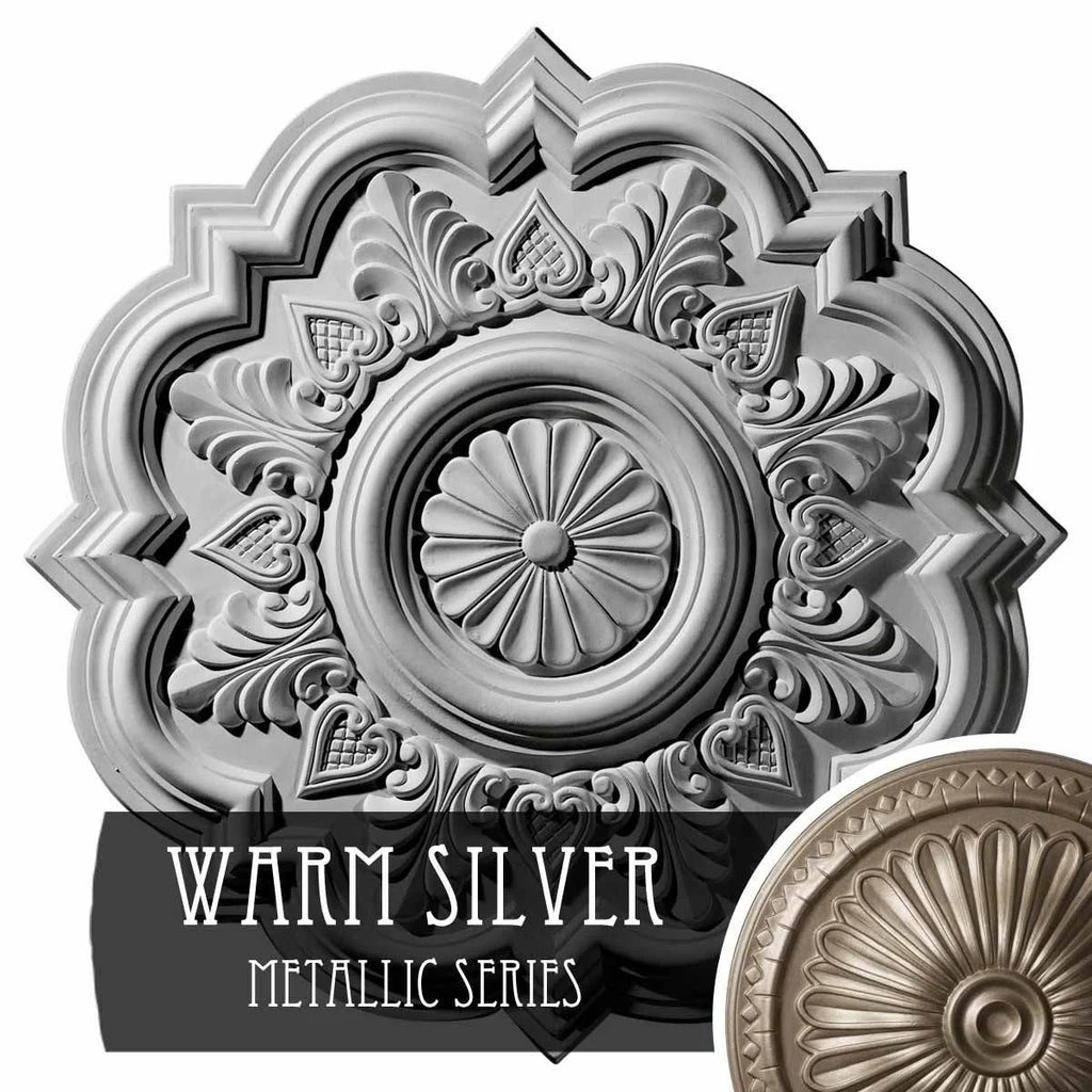 20 1/4 inch x 1 1/2 inch Hand-Painted Warm Silver Ceiling Medallion D9904
