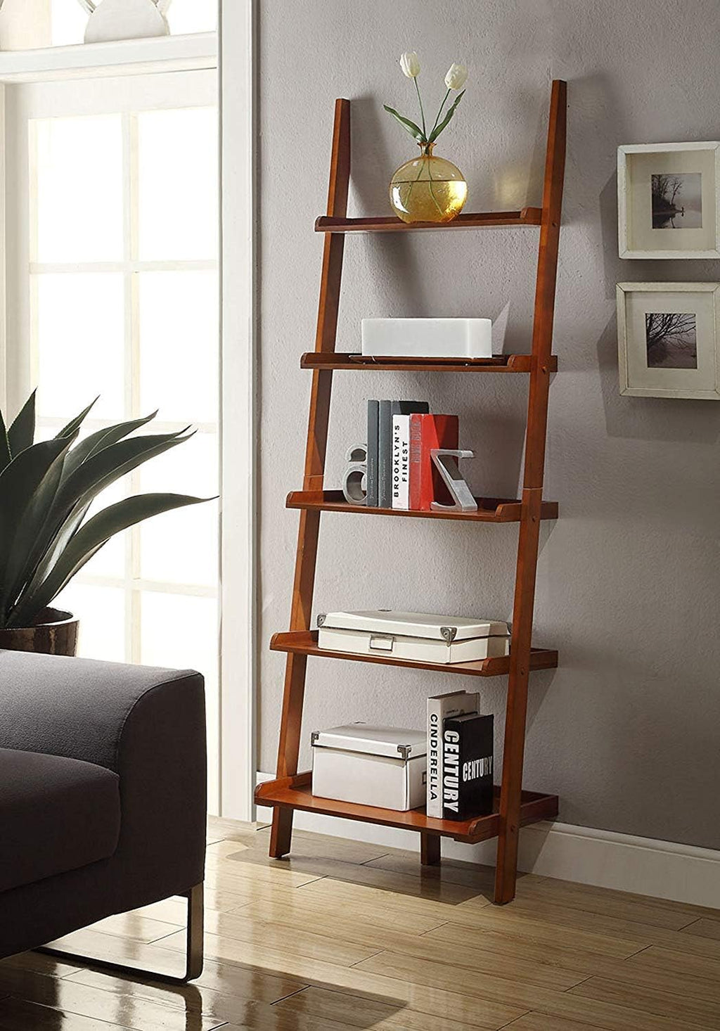 Gray Bookshelf Ladder Z51223