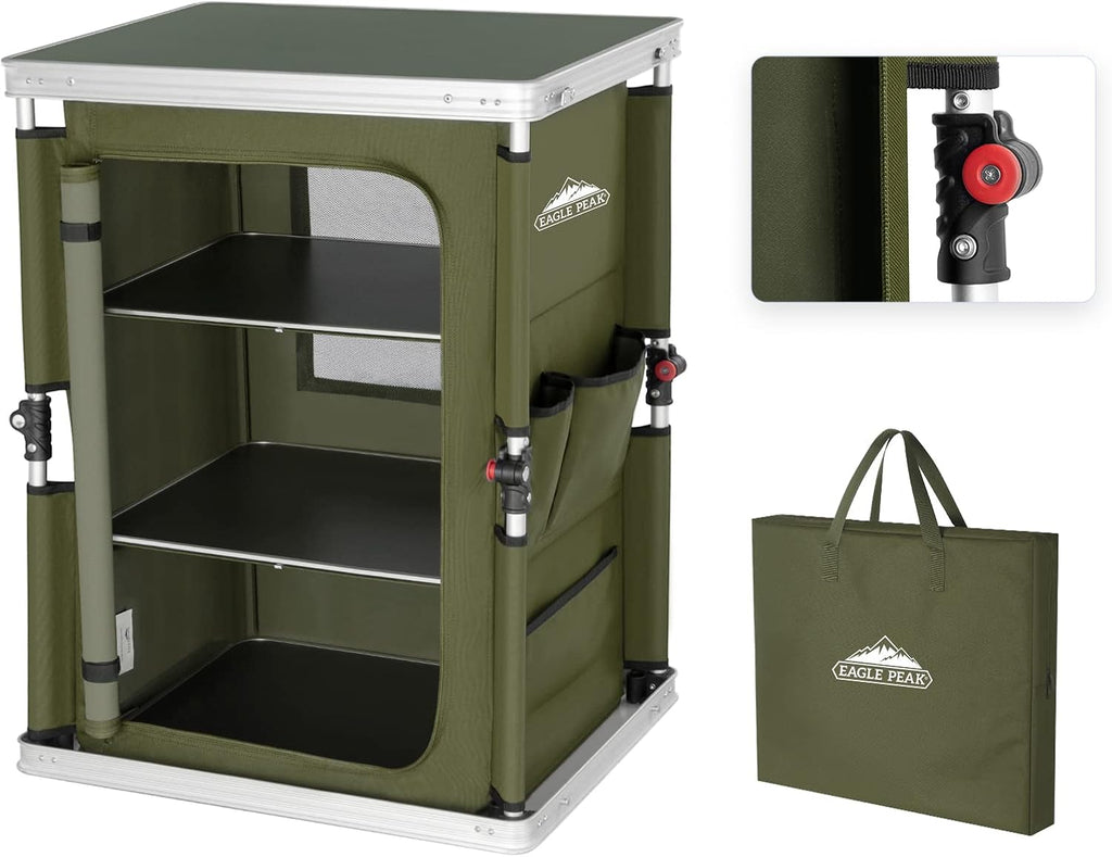 Blue Pop Up Folding Camping Table with Storage Organizer Z675510