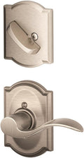 Satin Nickel Interior Lever Set with Single Cylinder Deadbolt C9978