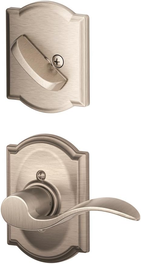 Satin Nickel Interior Lever Set with Single Cylinder Deadbolt C9978