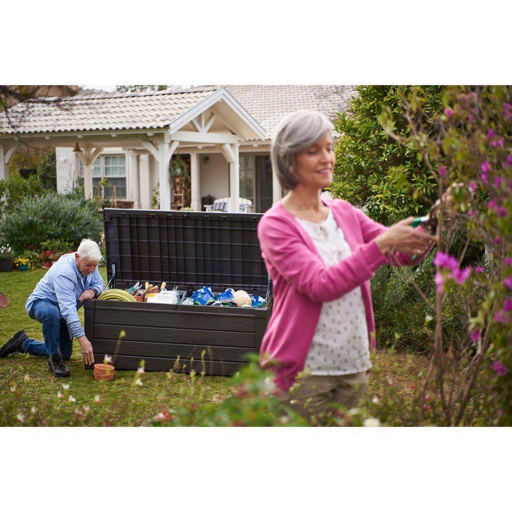 Brown 120 Gallon Outdoor Plastic Storage Deck Box X9257