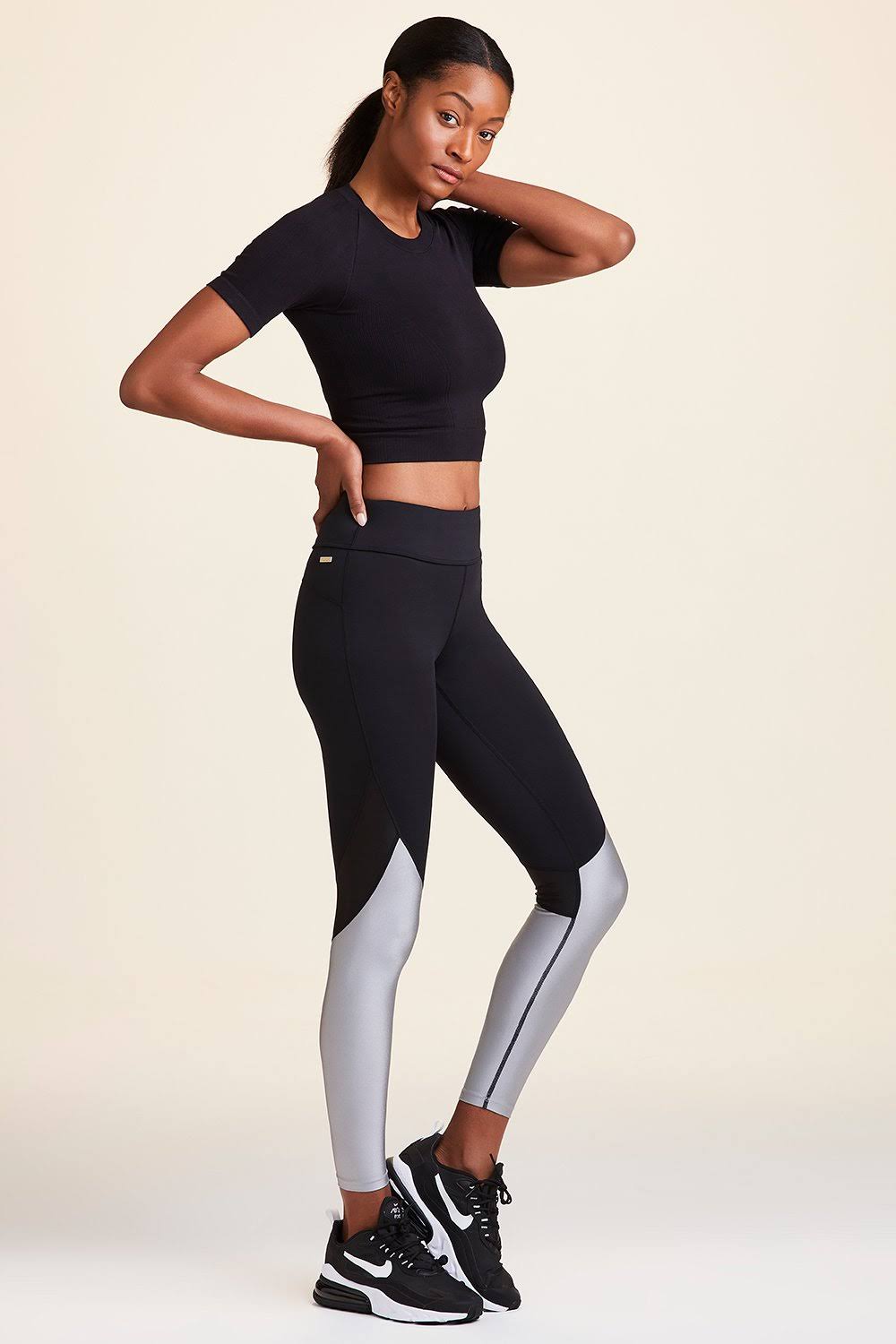 Black Silver Ankle Tight R27916