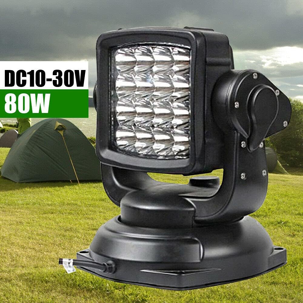 80W Wireless Remote LED Search Light Waterproof Spotlight K89405
