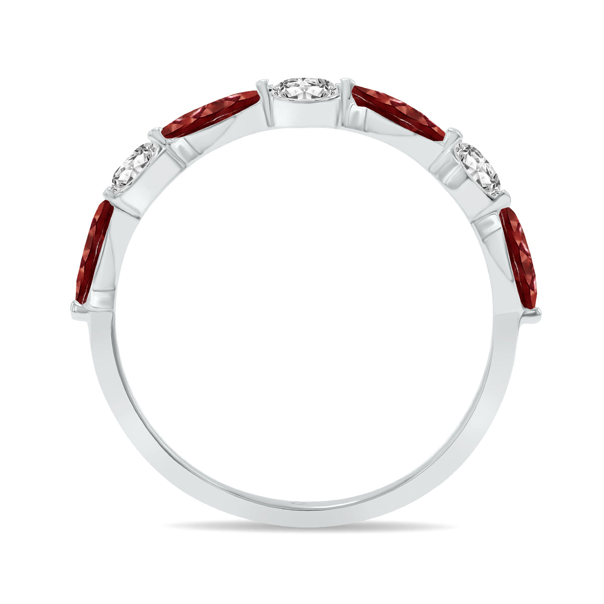 10K White Gold Marquise Garnet and Diamond Wedding Band W459795