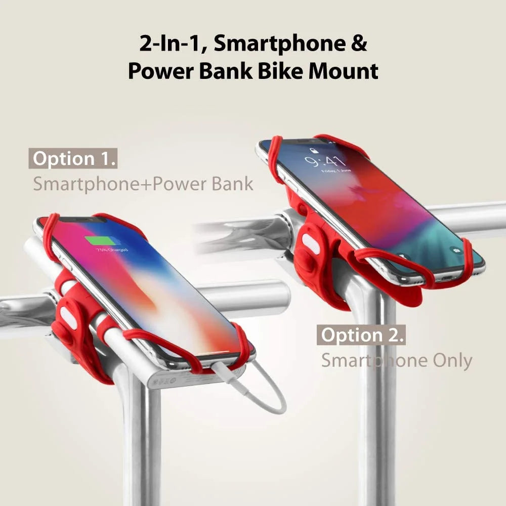 Bike Tie Pro Pack-Red 2-in-1 Phone + PowerBank Holder for Bicycle Motorcycle V385