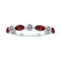 10K White Gold Marquise Garnet and Diamond Wedding Band W459795