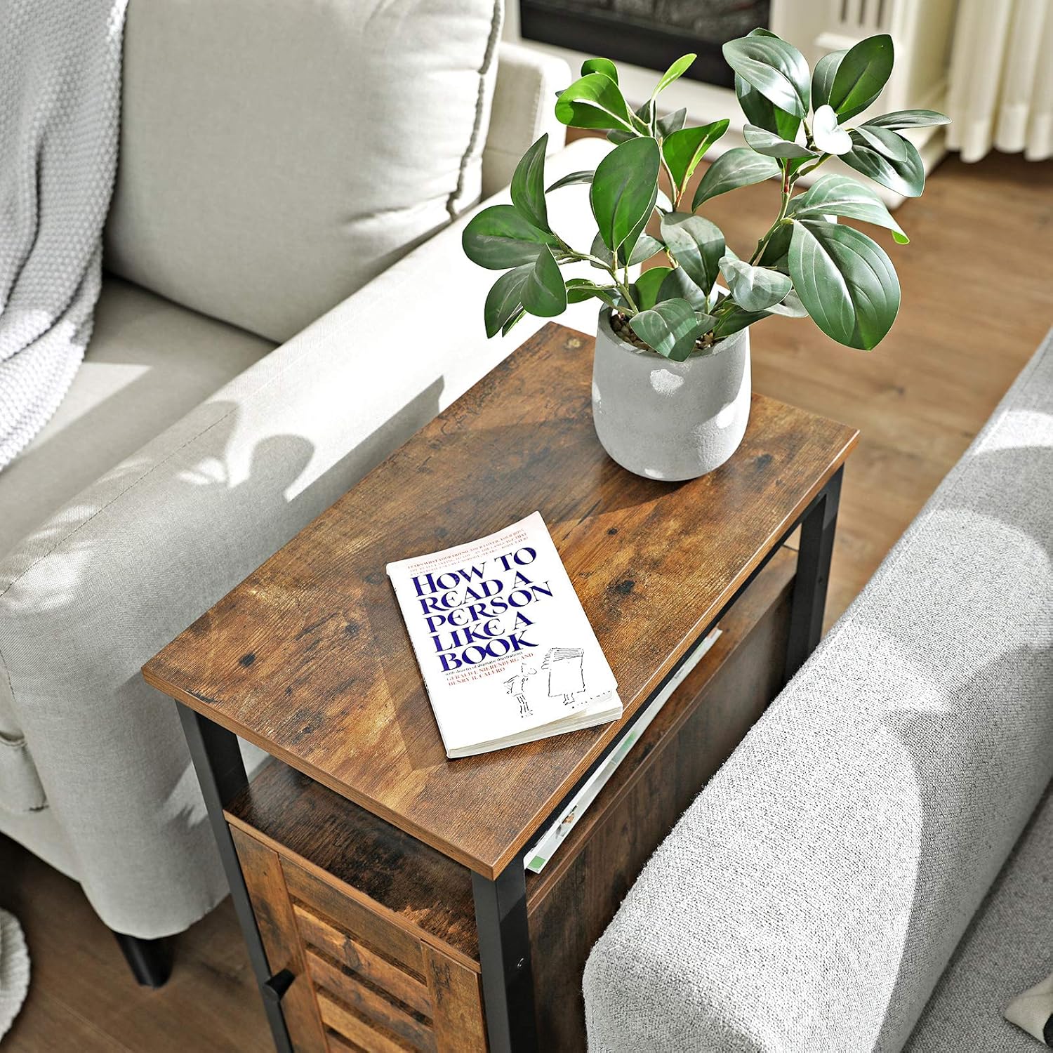 Rustic Brown Side Table with Storage Shelf I3907