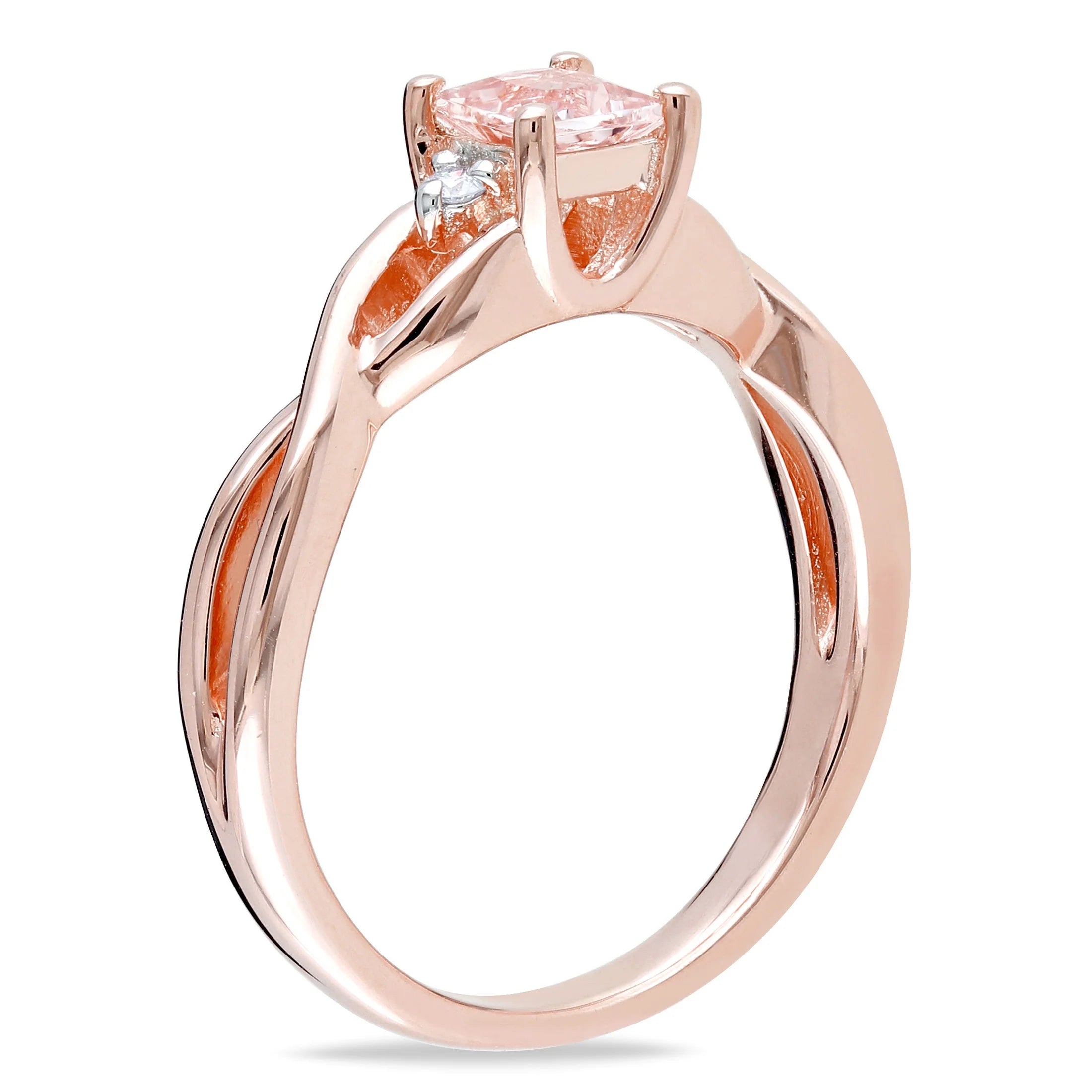 Rose Gold Sterling Silver Morganite and Diamond Accent Ring B9005
