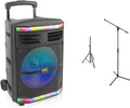 Portable Bluetooth PA Speaker System with Rechargeable Battery and Rolling Wheels T7962