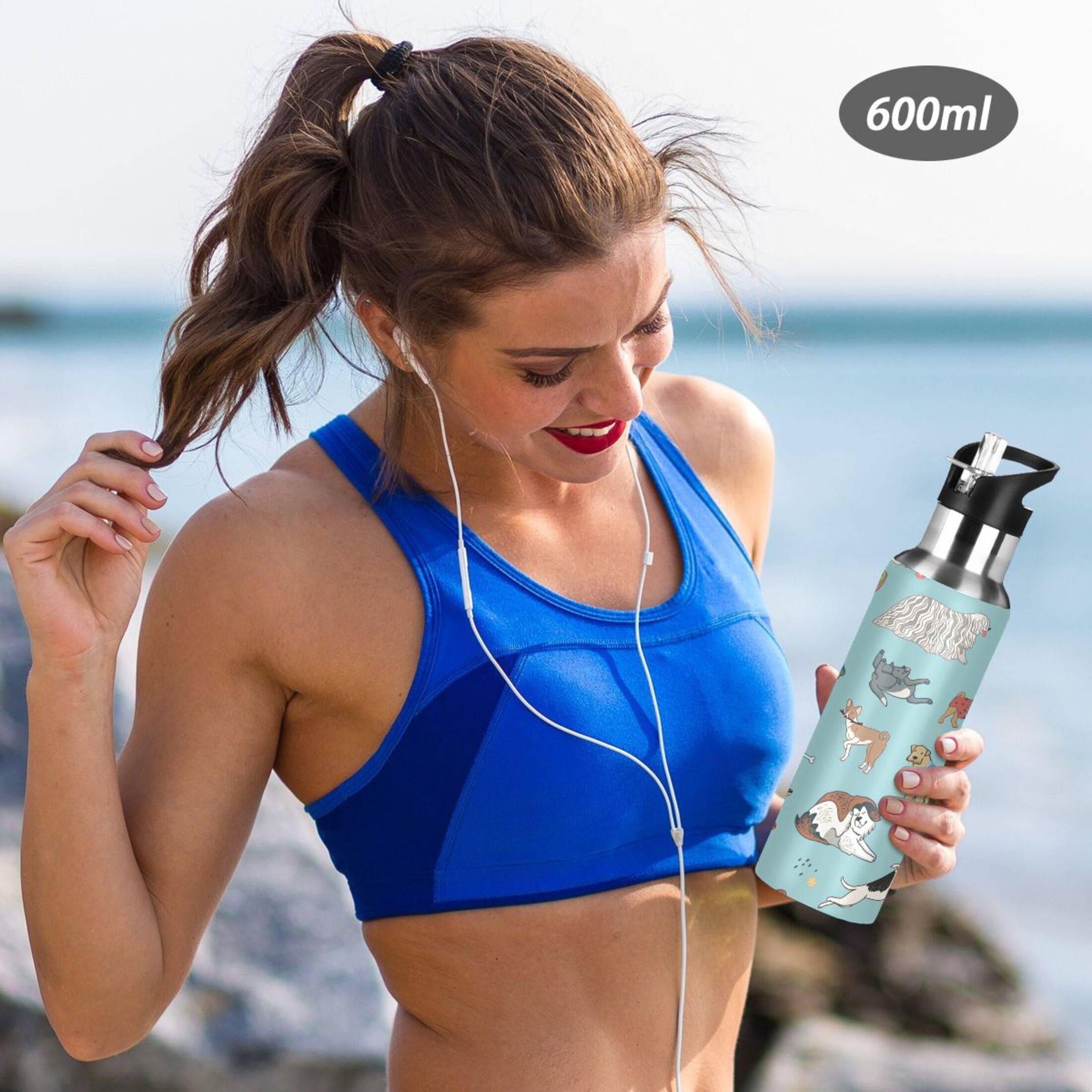 20 oz Insulated Stainless Steel Water Bottle with Straw Lid G1233