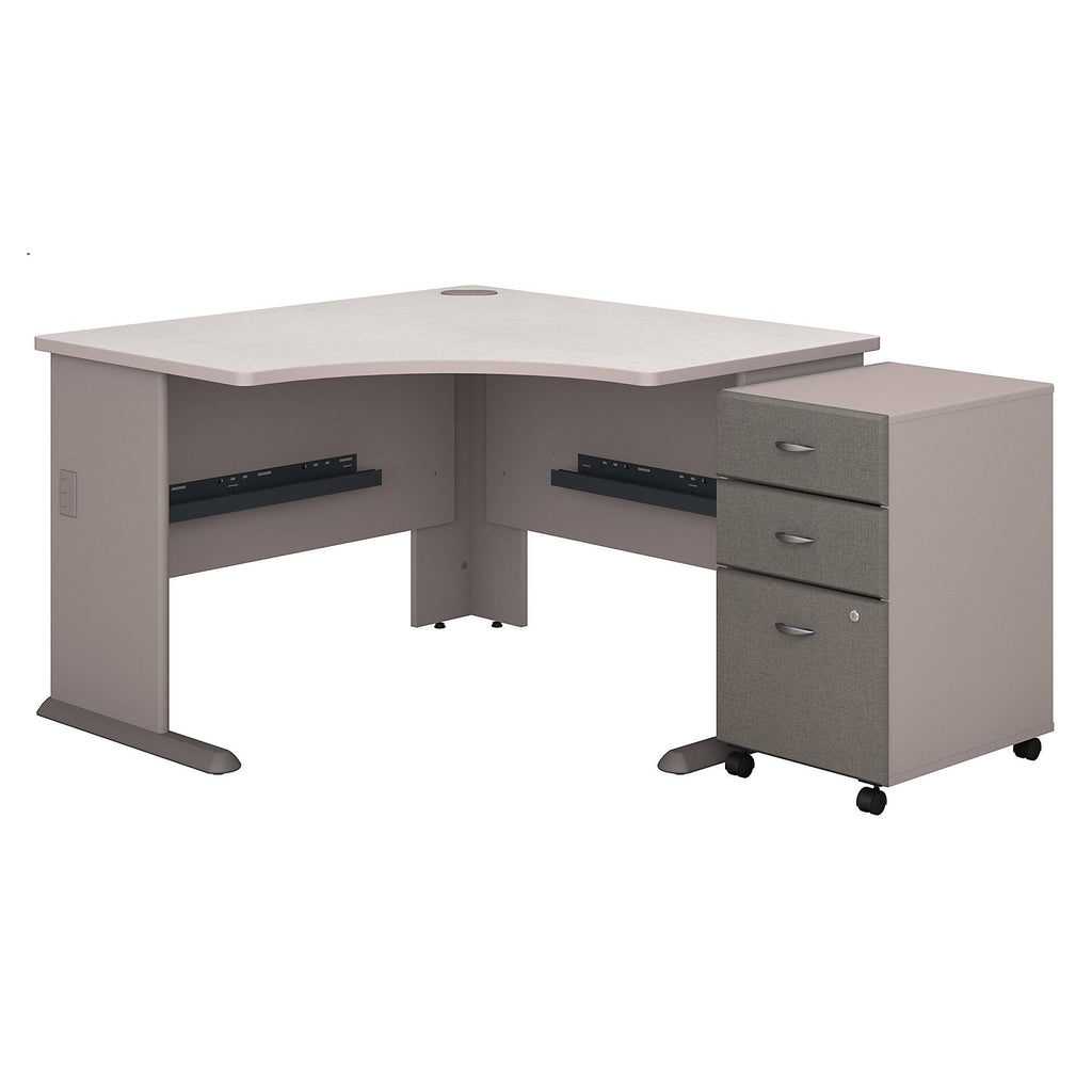 48 in. Corner Desk with Mobile File Cabinet - Pewter H322