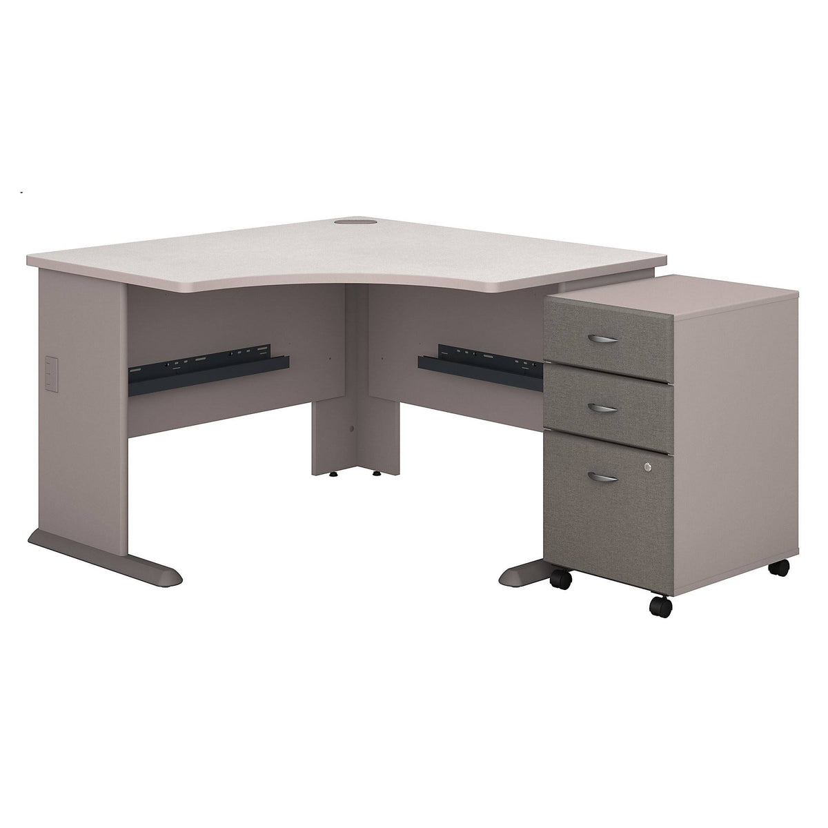 48 in. Corner Desk with Mobile File Cabinet - Pewter H322