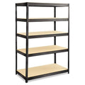 Boltless Steel and Particleboard Shelving with 5 Shelves, Black Q695614
