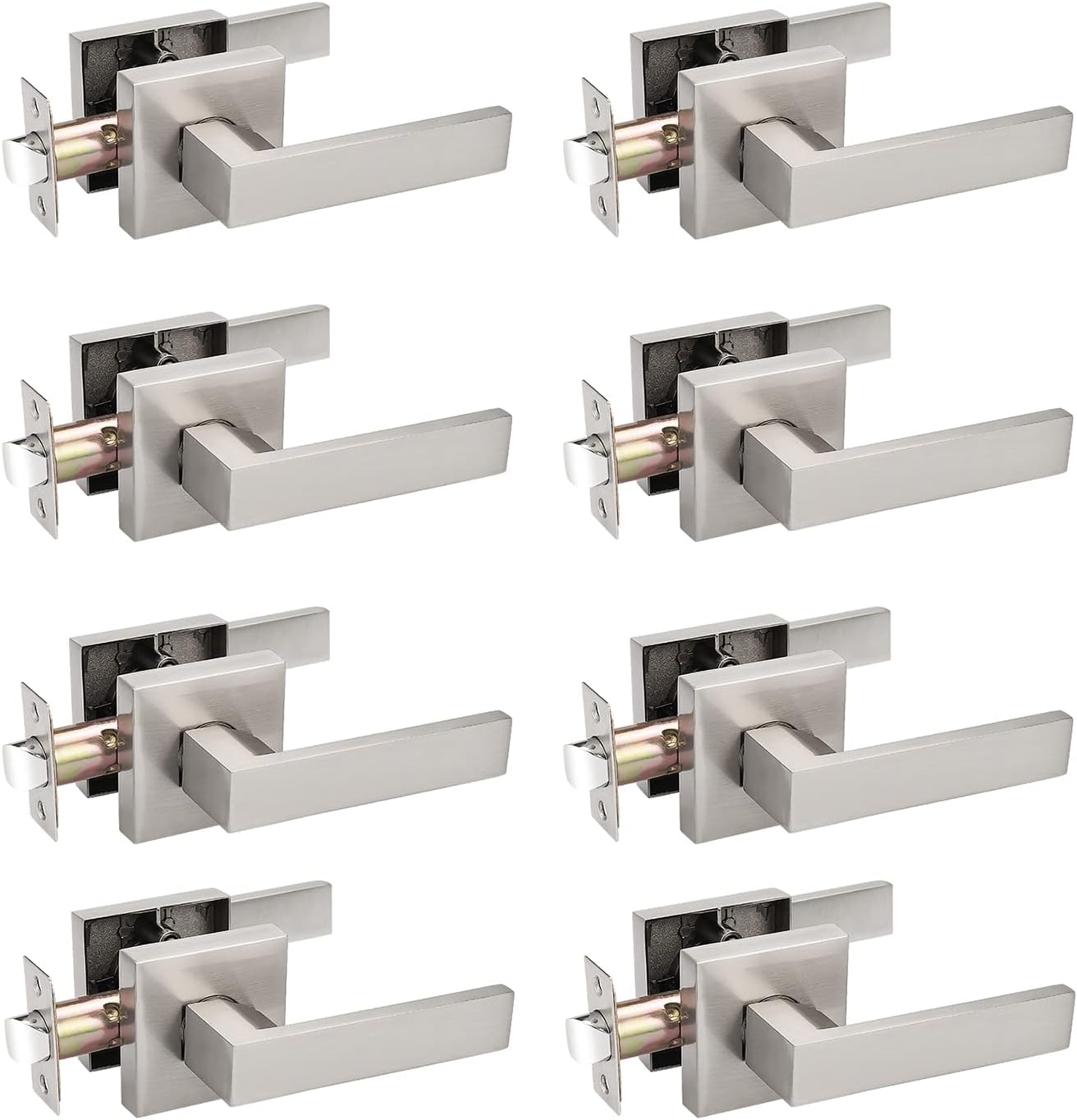 Pack of 10 Square Non-Turning Door Lever with Satin Nickel Finish P96119