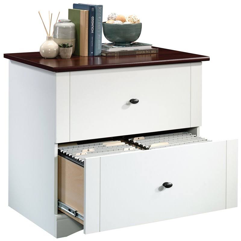 Soft White Engineered Wood Lateral Filing Cabinet A64455