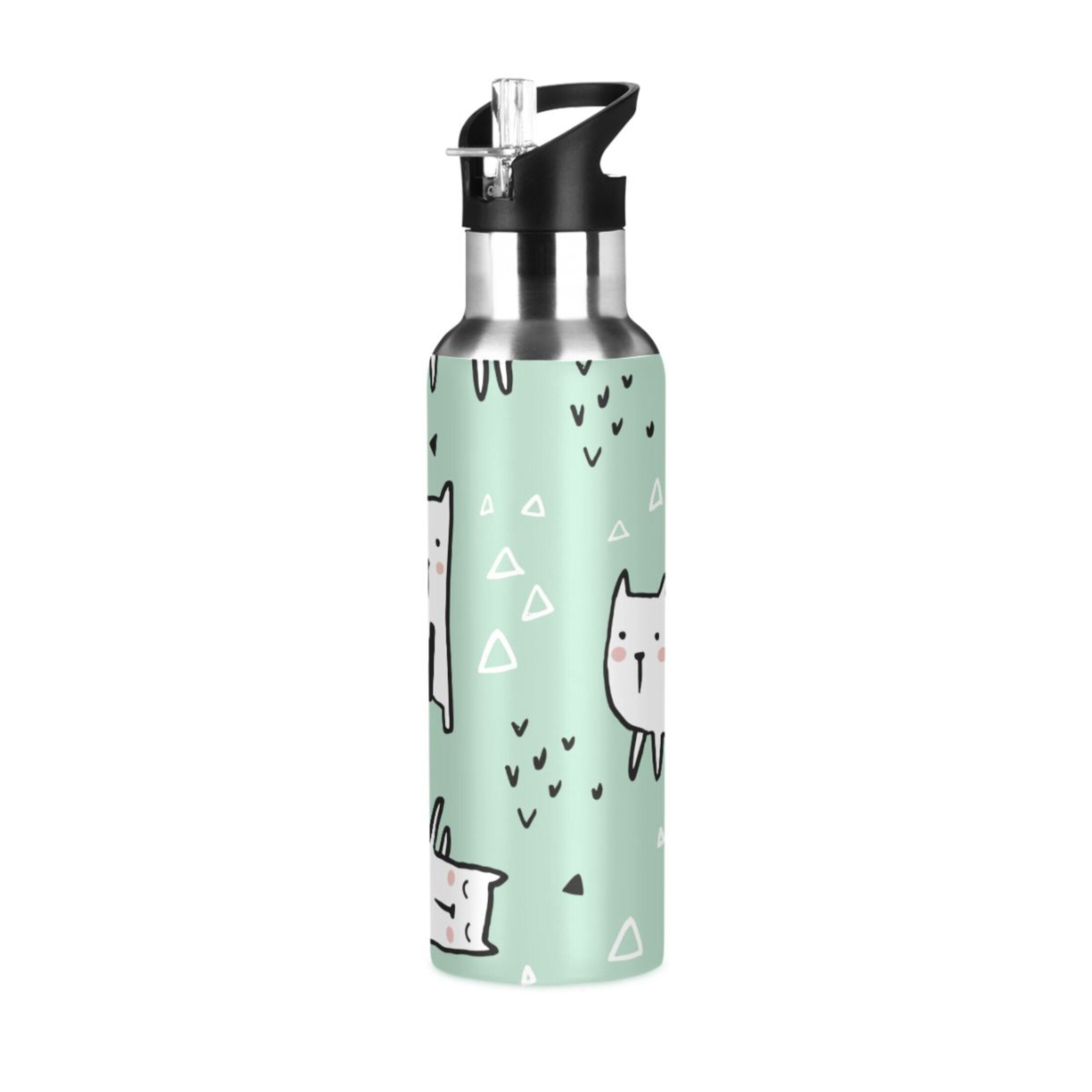 Green Vacuum Insulated Stainless Steel Water Bottle with Straw Lid 20 OZ H4092