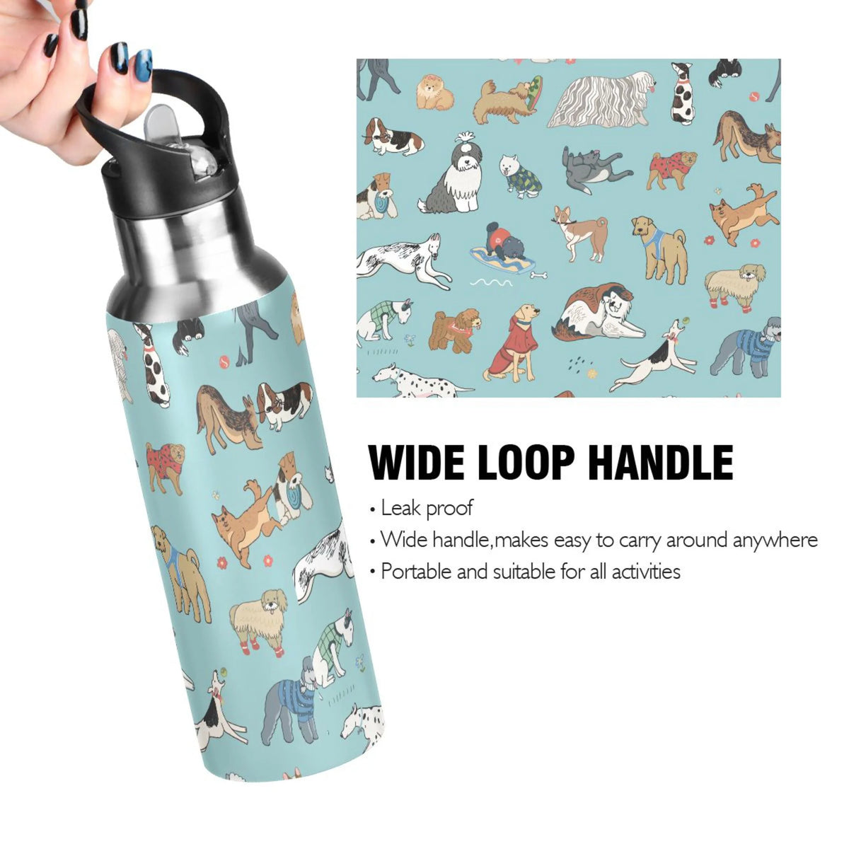 20 oz Insulated Stainless Steel Water Bottle with Straw Lid G1233
