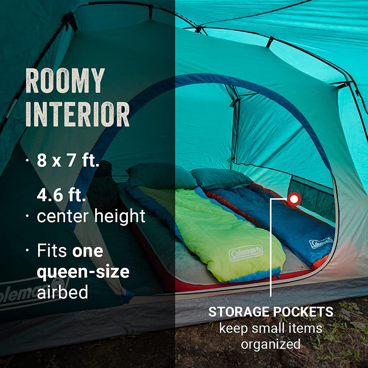 2/4/6 Person Weatherproof Camping Tent with Rainfly and Carry Bag P123401
