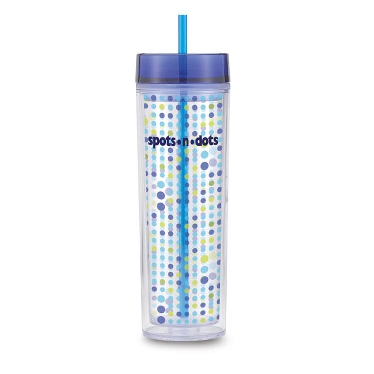 16 oz Double Wall Plastic Tumbler with Straw and Lid K94313