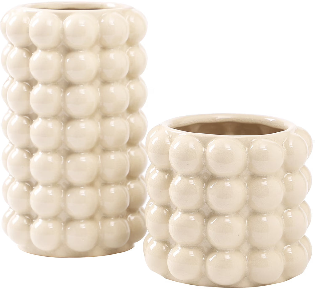White Ceramic Vases, Set of 2 Y445687