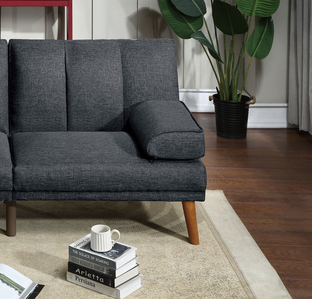Black Polyfiber Adjustable Sofa Bed Q695