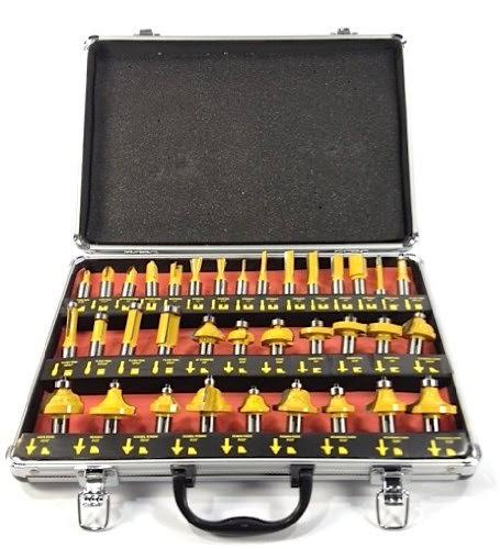 35 Router Bit Set Carbide Bits Kit Half Inch Shank Aluminum Case O93015