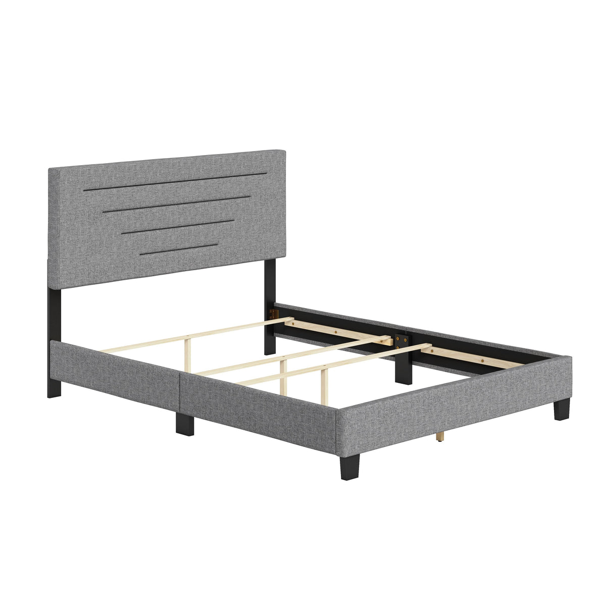 Charcoal Full Linen Bed Frame S3108