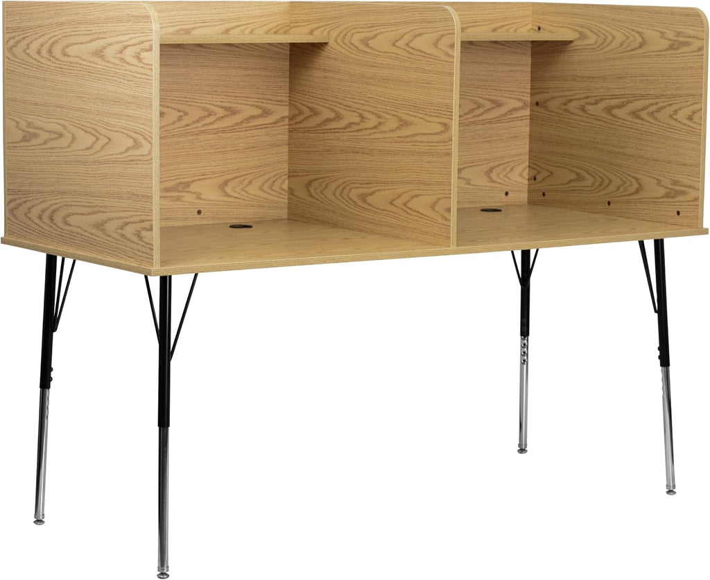 Study Carrel with Adjustable Legs and Top Shelf in Nebula Grey P52164