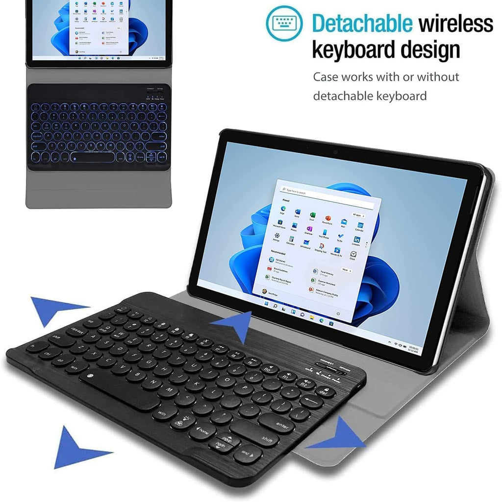 Backlit Keyboard Case for Surface Go 3 / Surface Go 2 / Surface Go Tablet, 7 Colors Backlight Magnetic Detachable Wireless Keyboard with PU Cover Case Pack of 2 J903891