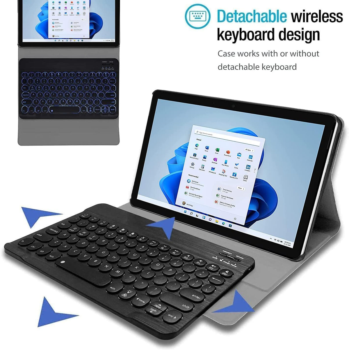 Backlit Keyboard Case for Surface Go 3 / Surface Go 2 / Surface Go Tablet, 7 Colors Backlight Magnetic Detachable Wireless Keyboard with PU Cover Case Pack of 2 J903891
