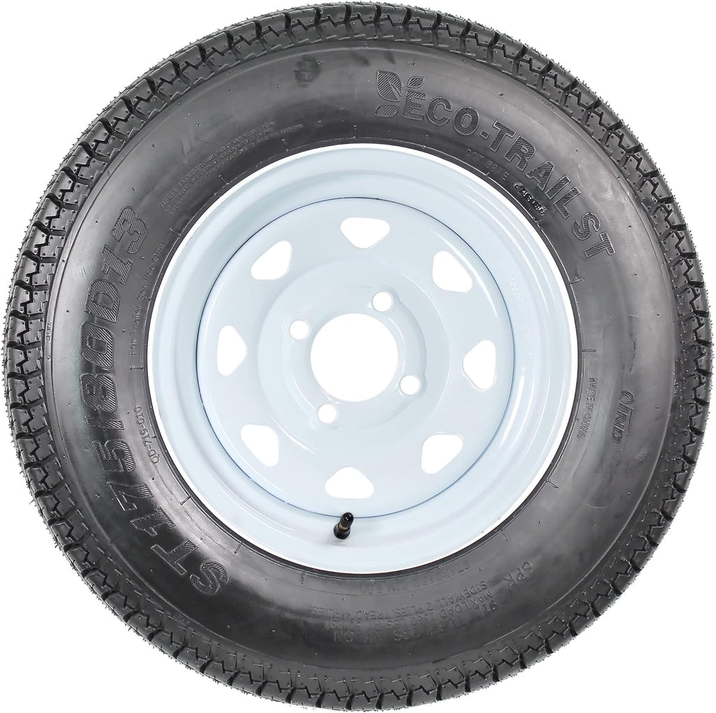 2-Pk Trailer Tire Rim ST175/80D13 13 in. Load C 4 Lug White Spoke Wheel D70016