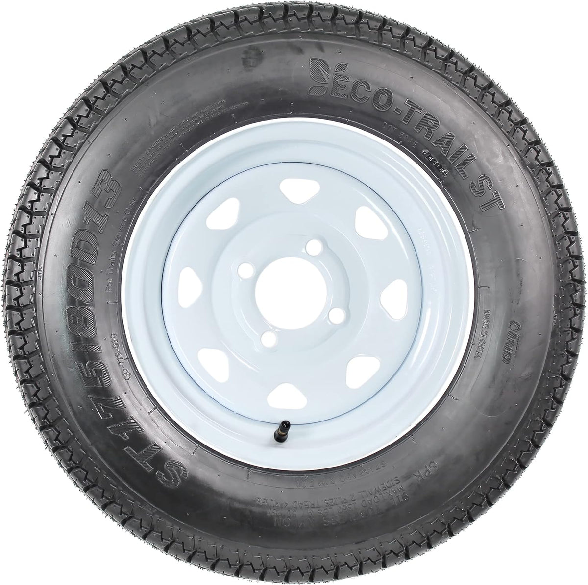 2-Pk Trailer Tire Rim ST175/80D13 13 in. Load C 4 Lug White Spoke Wheel D70016