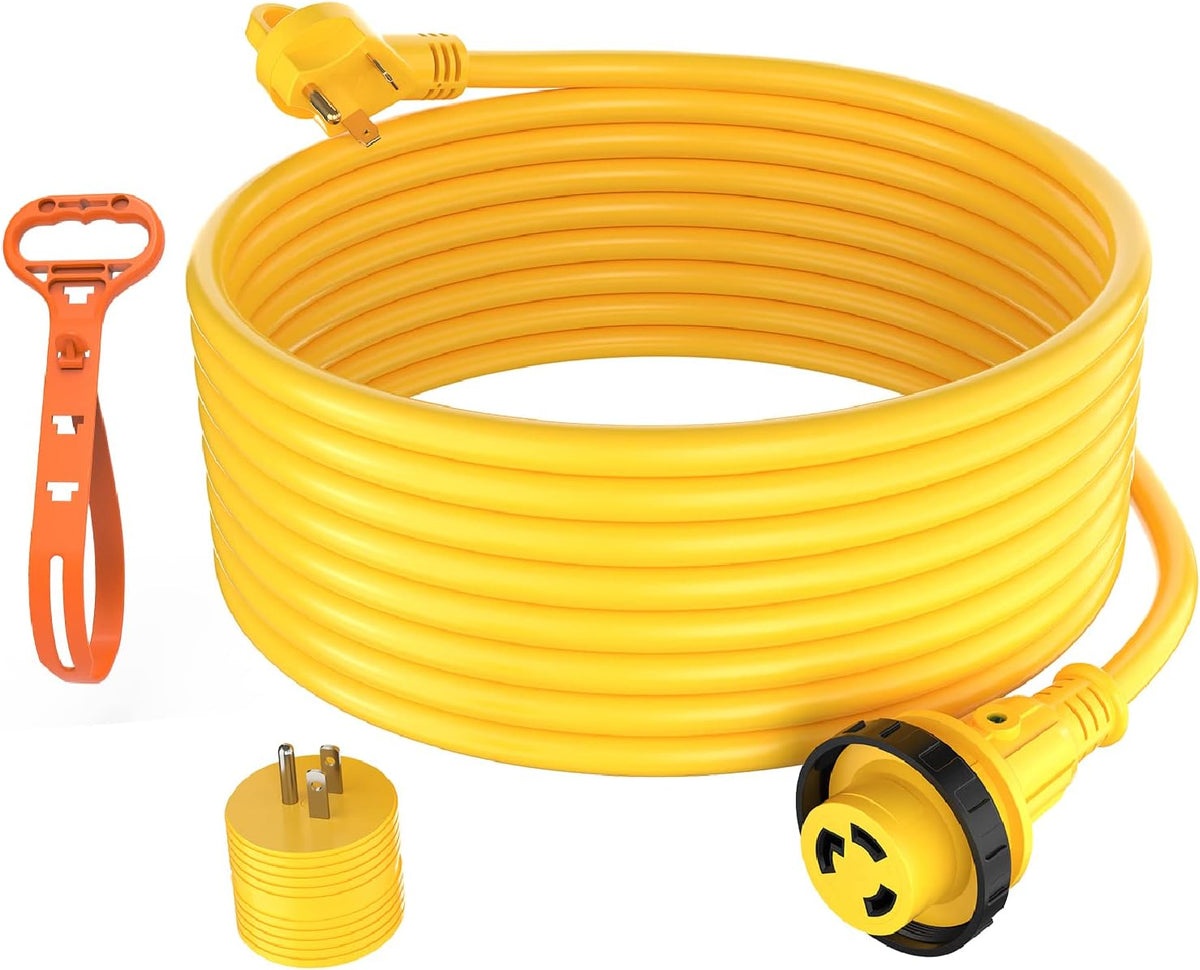 30 Amp RV Power Extension Cord 50 ft with LED Indicator, 125V, 3750W B642