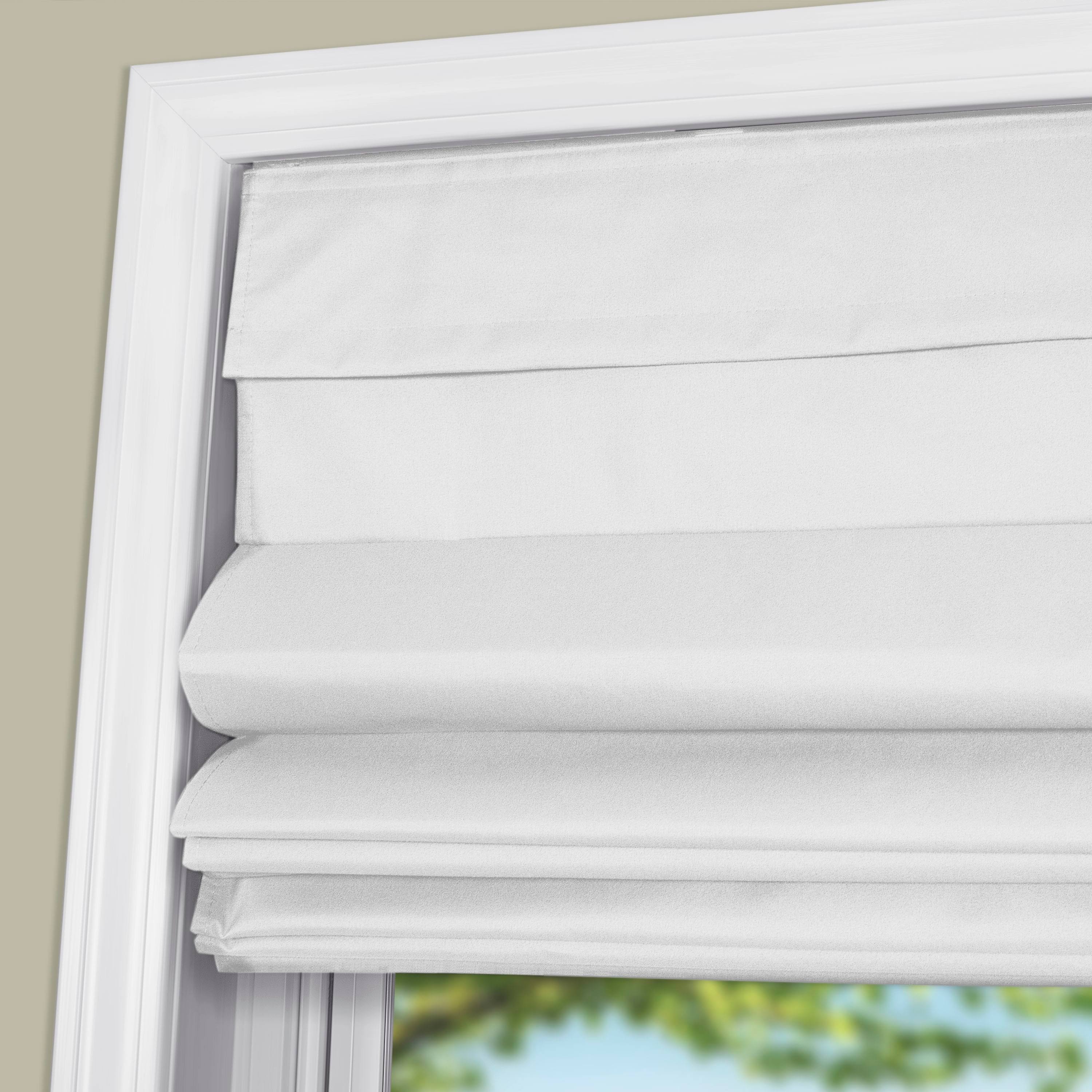 White Cordless Fabric Roman Shades J289