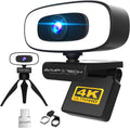 4K Webcam with Light Ultra HD 8MP Autofocus USB Web Cam with Microphone for Desktop Computer PC Streaming Camera + Tripod + USBC + Privacy Cover Pack of 2 Y329840
