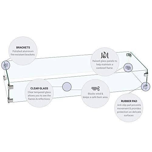 Tempered Glass Flame Guard for Drop-in Fire Pit Pan Q56569