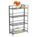 4-Shelf Iron Folding Bookcase Pewter Z882914