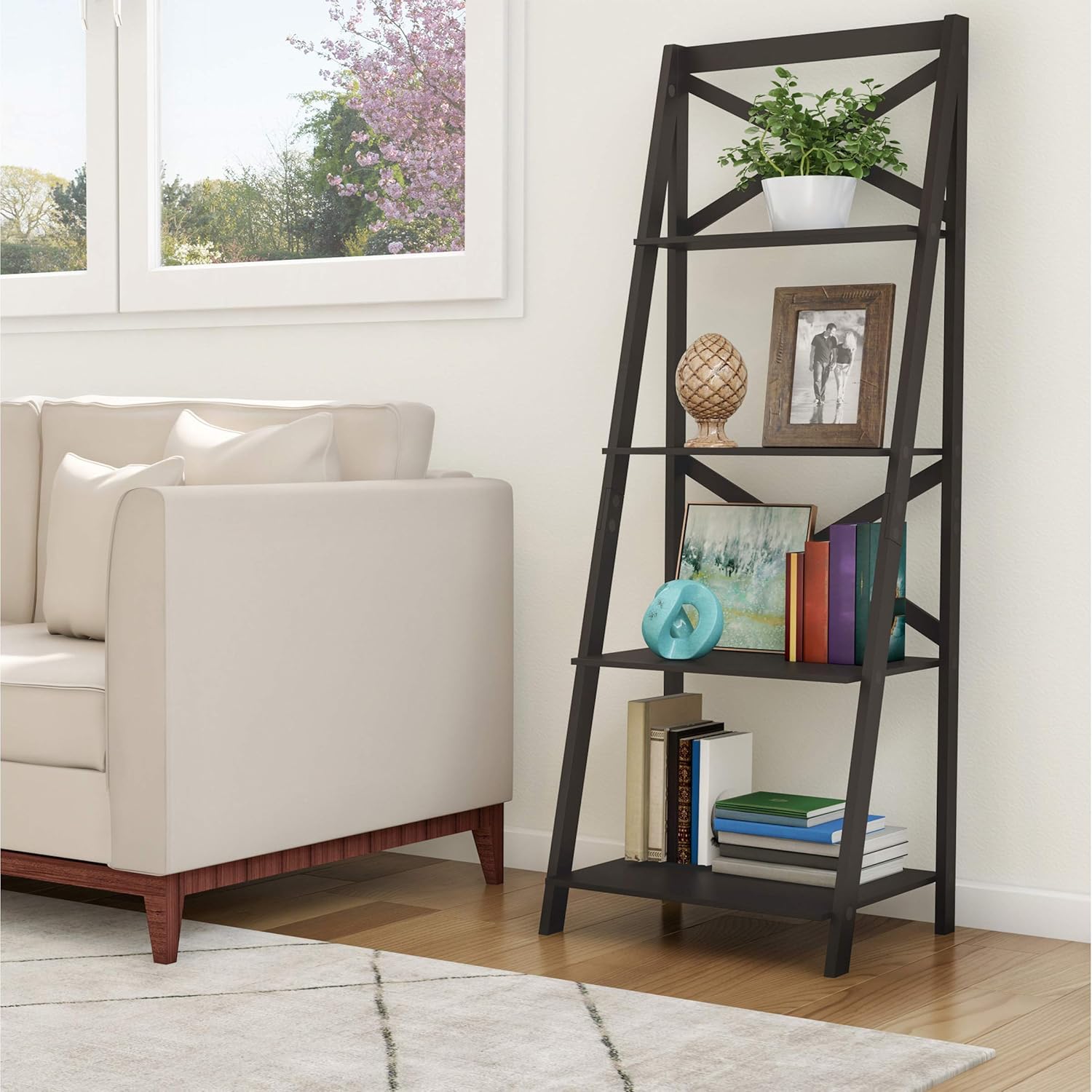 Gray Ladder Bookshelf D742394