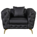 Black PU Upholstered Sofa with Metal Legs S899659