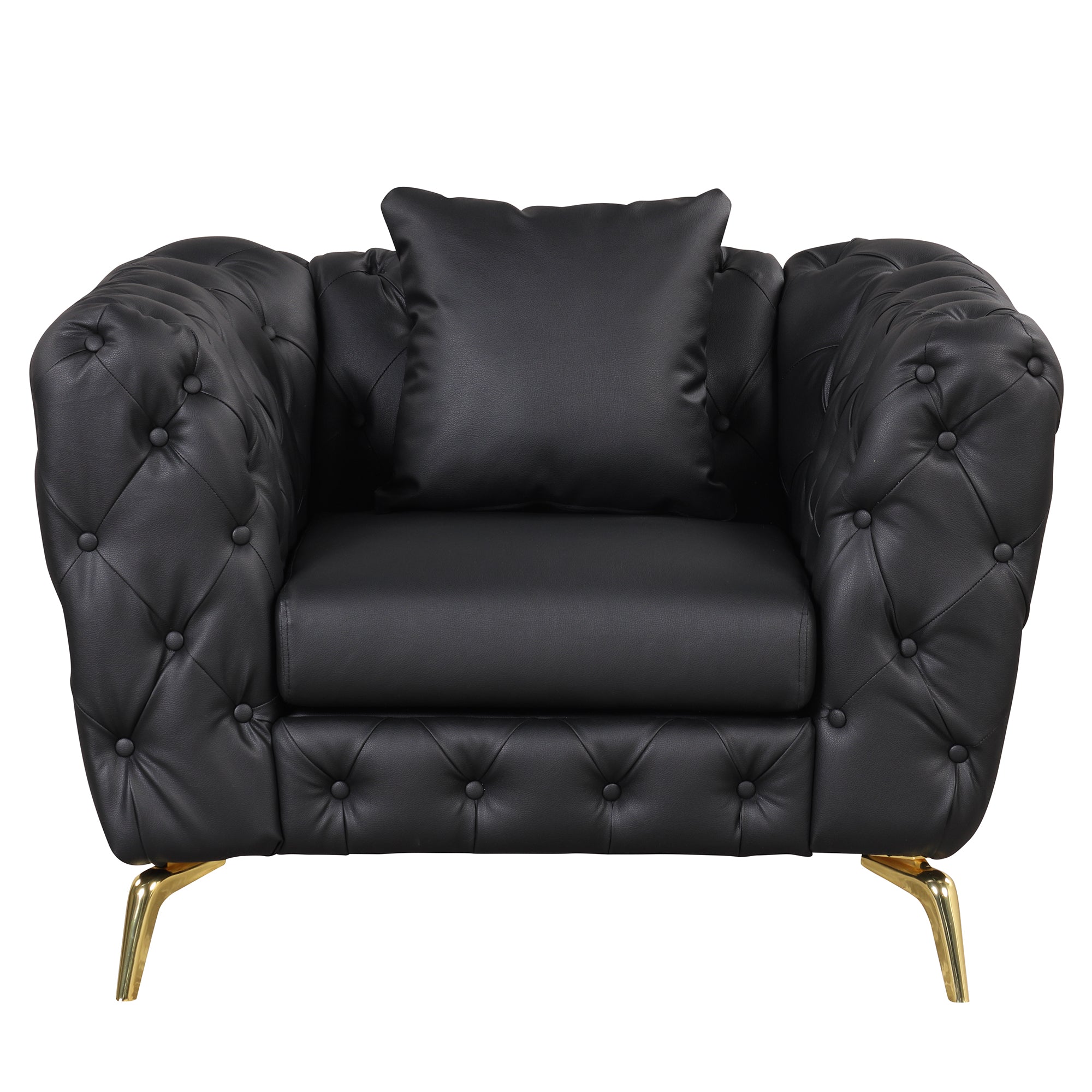 Black PU Upholstered Sofa with Metal Legs S899659