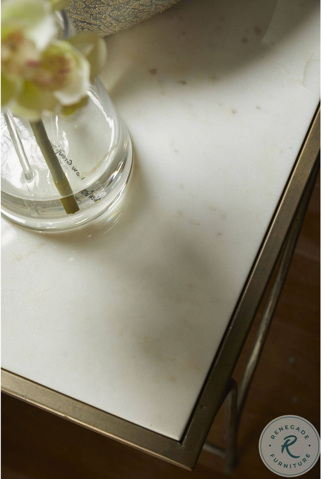 Gold and White Marble Console Table G144225