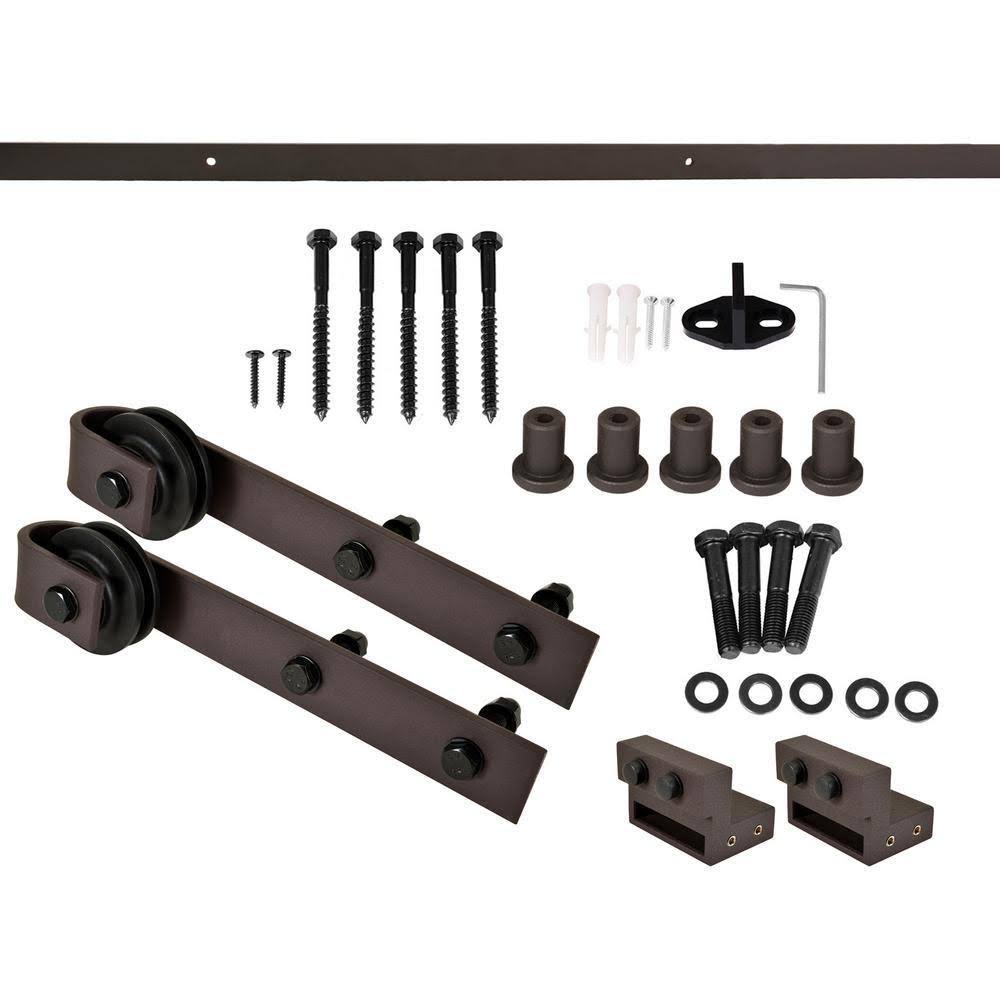 Weather Oak Stained Wood Interior Sliding Barn Door with Hardware Kit O268