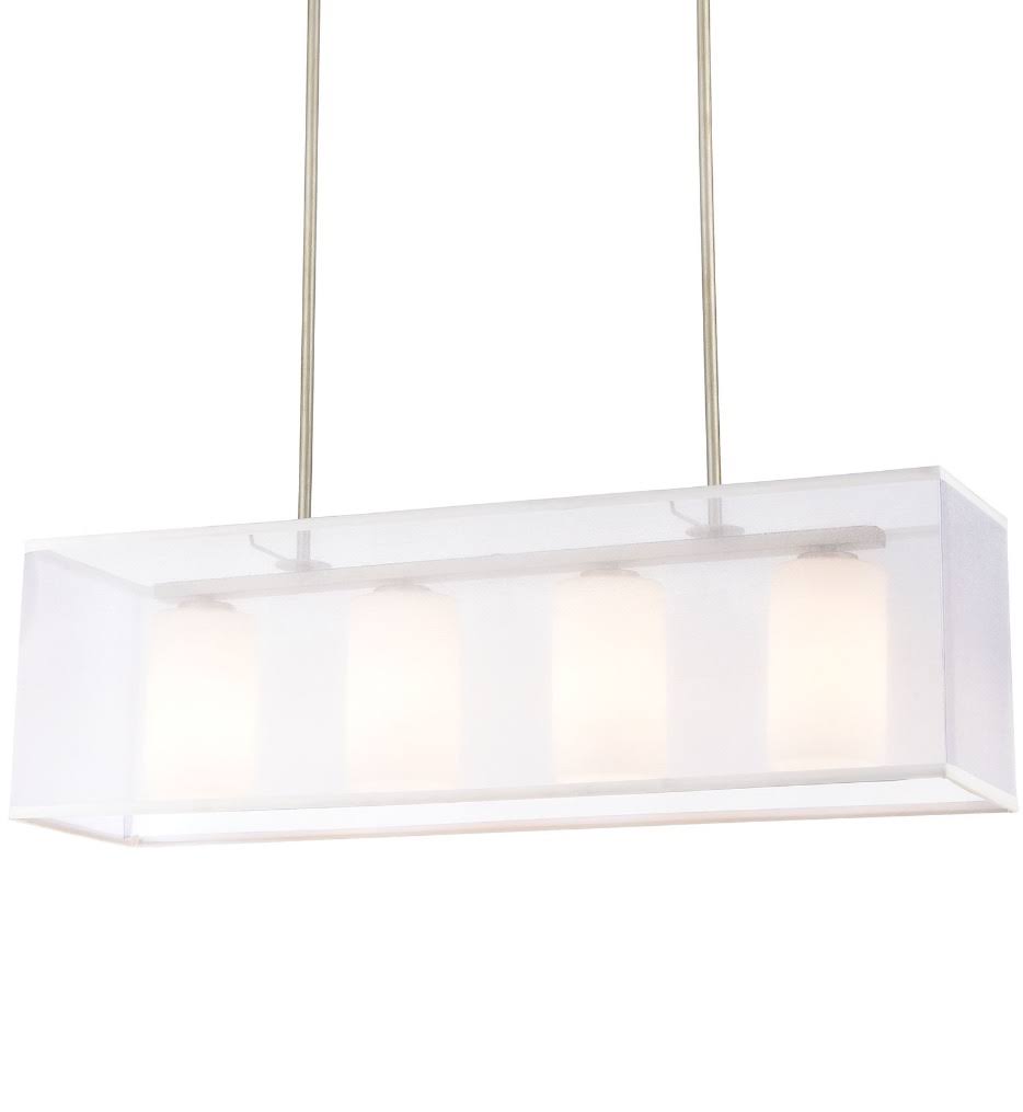 4-Light Island Light in Aged Silver with Frosted Glass N716