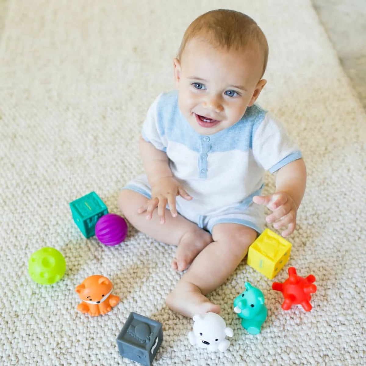 9-Piece Multicolor Textured Balls, Blocks and Characters Set W8865