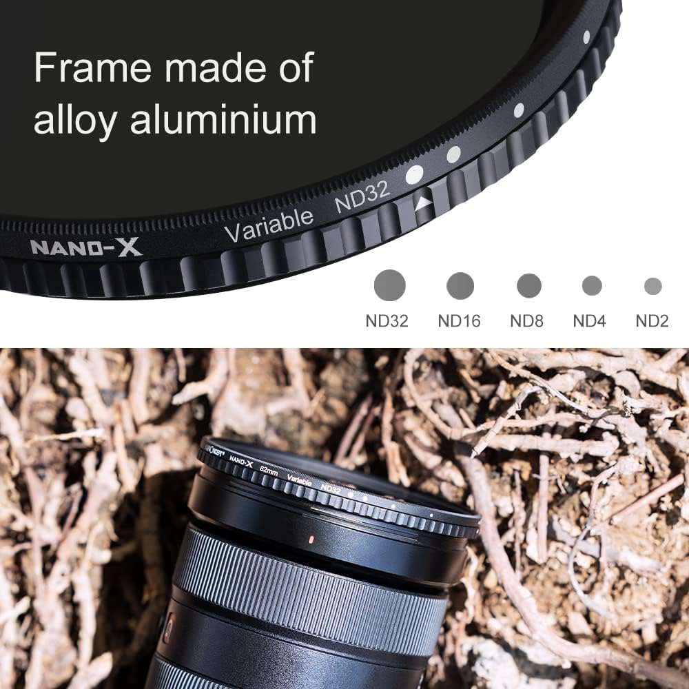46mm Variable ND Filter ND2-ND32 Camera Lens Filter with 28 Multi-Layer Coatings Pack of 2 B8152