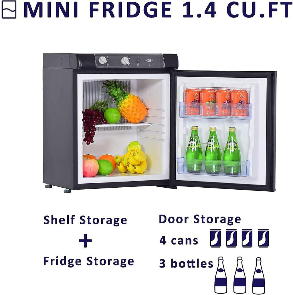 Black Propane Refrigerator 3 Way 1.4 Cu.Ft E58721
