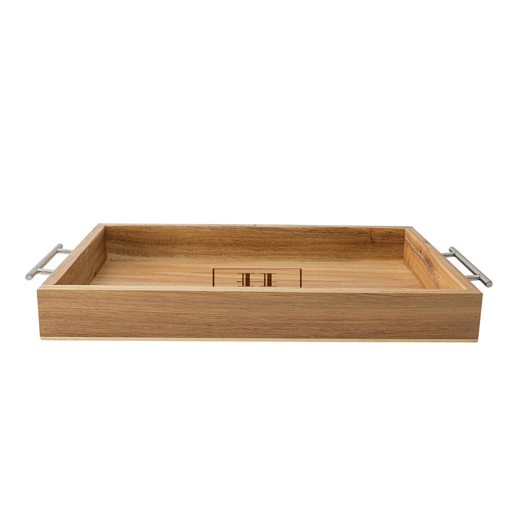 Acacia Tray with Metal Handles Y5050